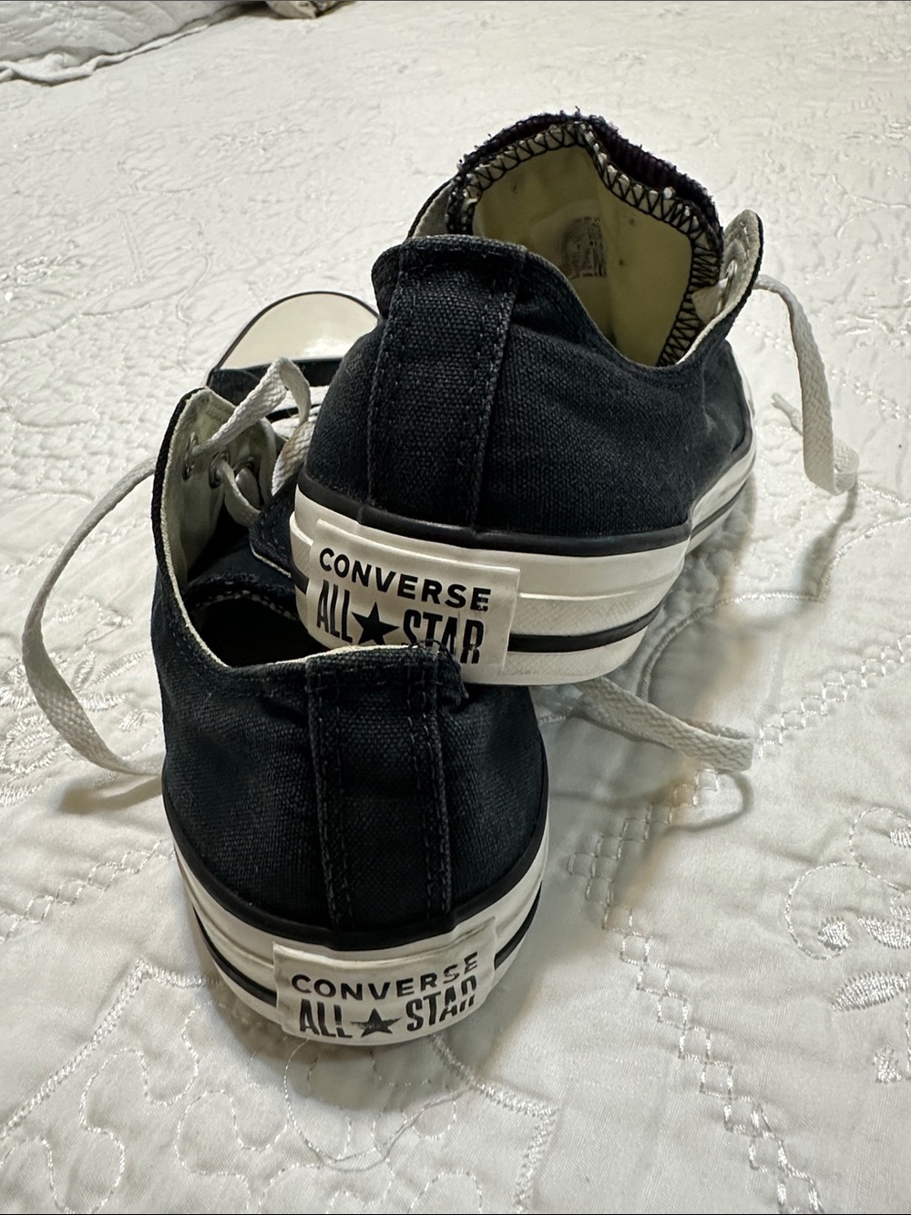 Converse Ladies' Black Canvas Low-Top Sneakers with Purple Tongue - Picture 6 of 6